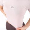 ALO YOGA  YUVARLAK YAKA CROP BEJ
