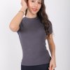 ZARA YUVARLAK YAKA KISA KOLLU KADIN T-SHIRT GRİ